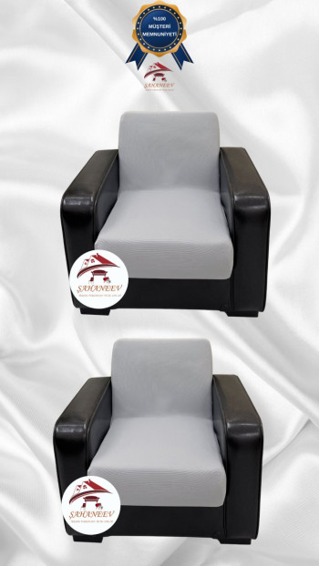 Micro Fabric Elastic Armless Sofa Cover - Non-Slip Elastic Sofa Protector Light Gray Color 1+1 (2 Piece Set)