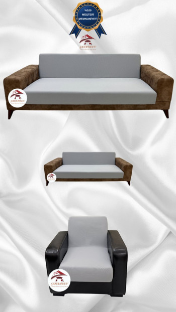 Micro Fabric Elastic Armless Sofa Cover - Non-Slip Elastic Sofa Protector Light Gray Color 3+2+1 (3 Piece Set)