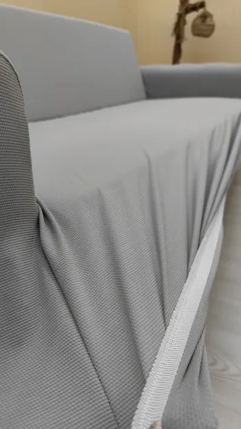 Micro Fabric Elastic Armless Sofa Cover - Non-Slip Elastic Sofa Protector Light Gray Color 3+2 (2 Piece Set)