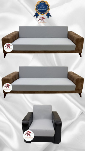 Micro Fabric Elastic Armless Sofa Cover - Non-Slip Elastic Sofa Protector Light Gray Color 3+3+1 (3 Piece Set)