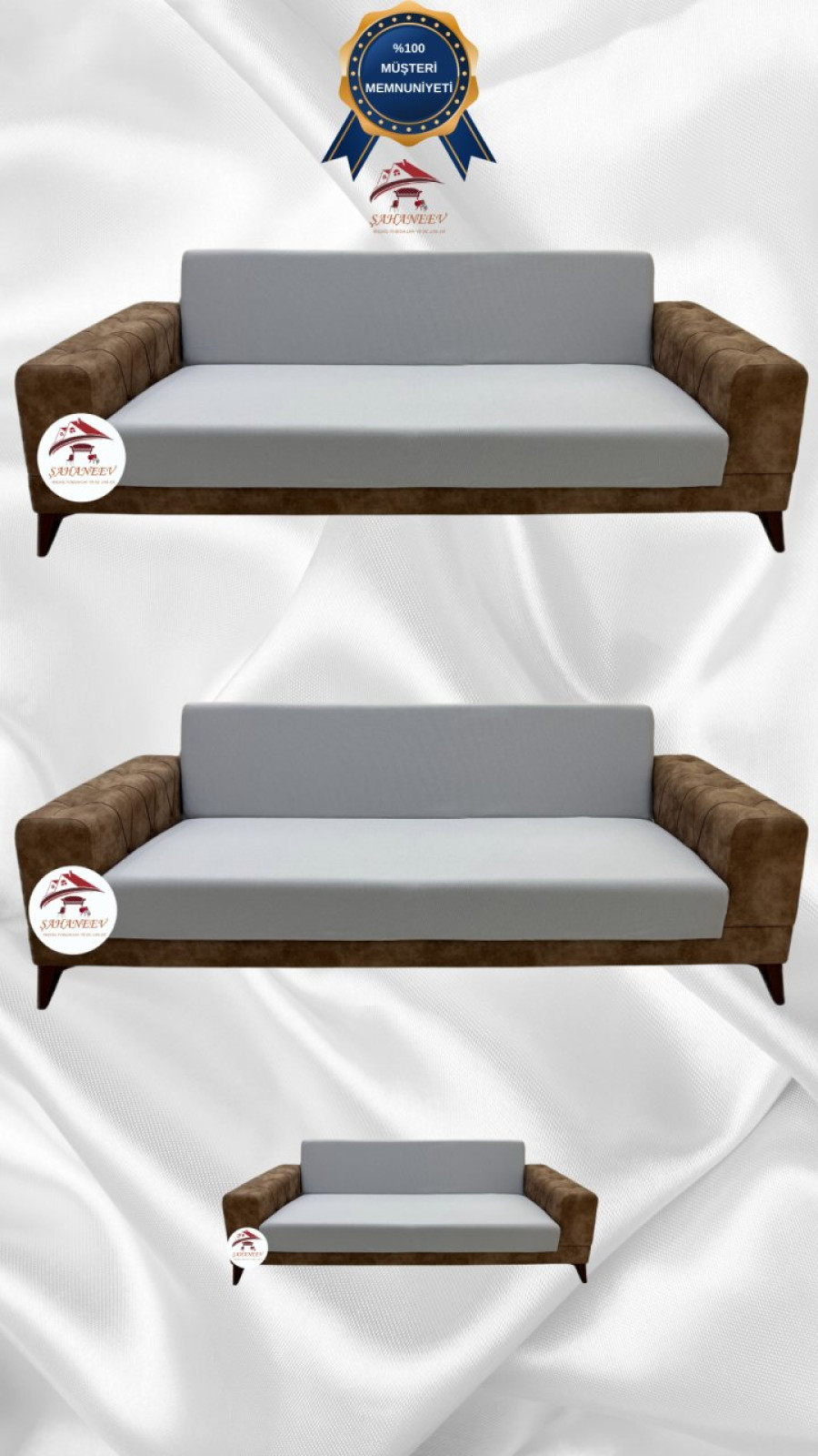 Micro Fabric Elastic Armless Sofa Cover - Non-Slip Elastic Sofa Protector Light Gray Color 3+3+2 (3 Piece Set)