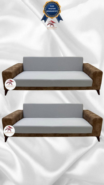 Micro Fabric Elastic Armless Sofa Cover - Non-Slip Elastic Sofa Protector Light Gray Color 3+3 (2 Piece Set)