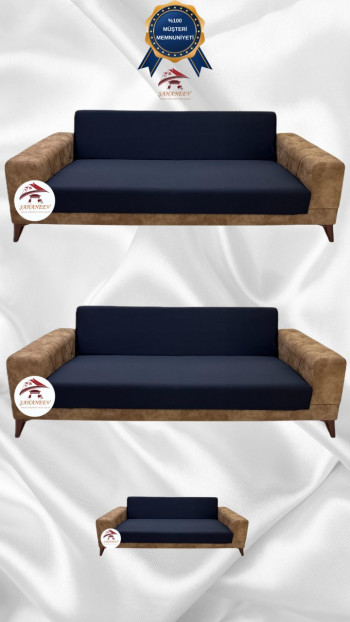 Mikro Kumaş Lastikli Kolsuz Koltuk Örtüsü - Kaymaz Elastik Koltuk Koruyucu Antrasit Renk 3+3+2 (3 Parça Set)