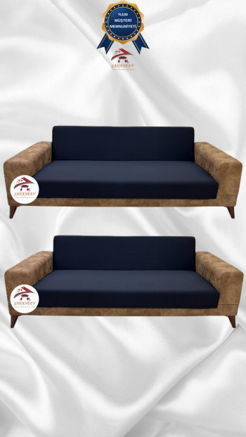 Micro Fabric Elastic Armless Sofa Cover - Non-Slip Elastic Sofa Protector Anthracite Color 3+3 (2 Piece Set)