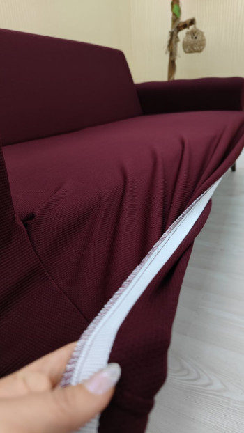 Micro Fabric Elastic Armless Sofa Cover - Non-Slip Elastic Sofa Protector Maroon Color Single (1 Piece)
