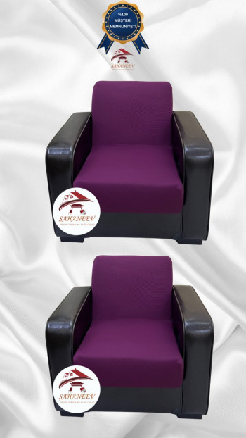 Micro Fabric Elastic Armless Sofa Cover - Non-Slip Elastic Sofa Protector Fuchsia Color 1+1 (2 Piece Set)