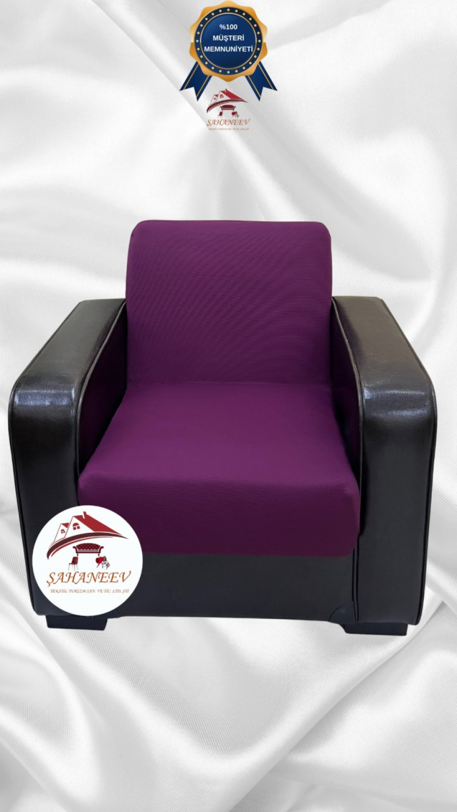 Mikro Kumaş Lastikli Kolsuz Koltuk Örtüsü - Kaymaz Elastik Koltuk Koruyucu Fuşya Renk Tekli (1 Parça) Özel Ölçü