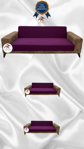 Micro Fabric Elastic Armless Sofa Cover - Non-Slip Elastic Sofa Protector Fuchsia Color 3+2+2 (3 Piece Set)