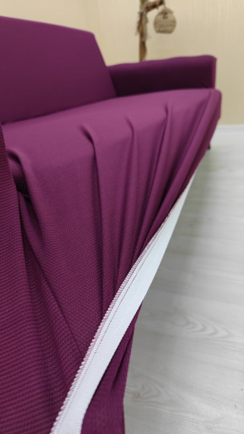 Micro Fabric Elastic Armless Sofa Cover - Non-Slip Elastic Sofa Protector Fuchsia Color 3+3+3 (3 Piece Set)