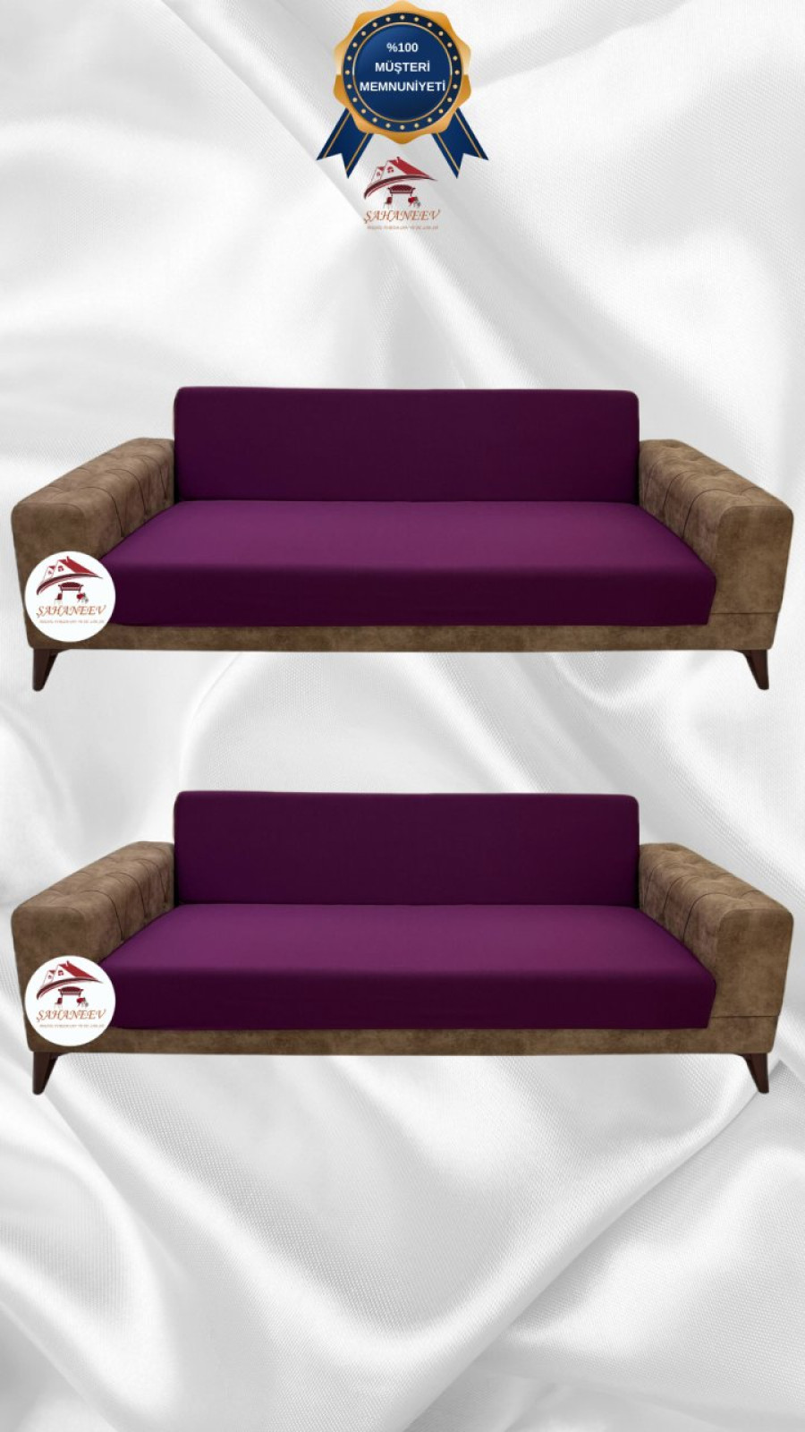 Mikro Kumaş Lastikli Kolsuz Koltuk Örtüsü - Kaymaz Elastik Koltuk Koruyucu Fuşya Renk 3+3 (2 Parça Set)