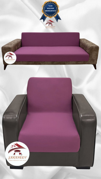 Micro Fabric Elastic Armless Sofa Cover - Non-Slip Elastic Sofa Protector Rose Color 3+1 (2 Piece Set)