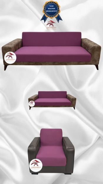 Micro Fabric Elastic Armless Sofa Cover - Non-Slip Elastic Sofa Protector Rose Color 3+2+1 (3 Piece Set)