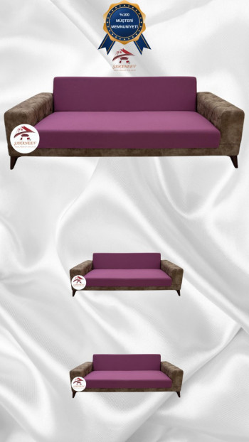 Micro Fabric Elastic Armless Sofa Cover - Non-Slip Elastic Sofa Protector Rose Color 3+2+2 (3 Piece Set)