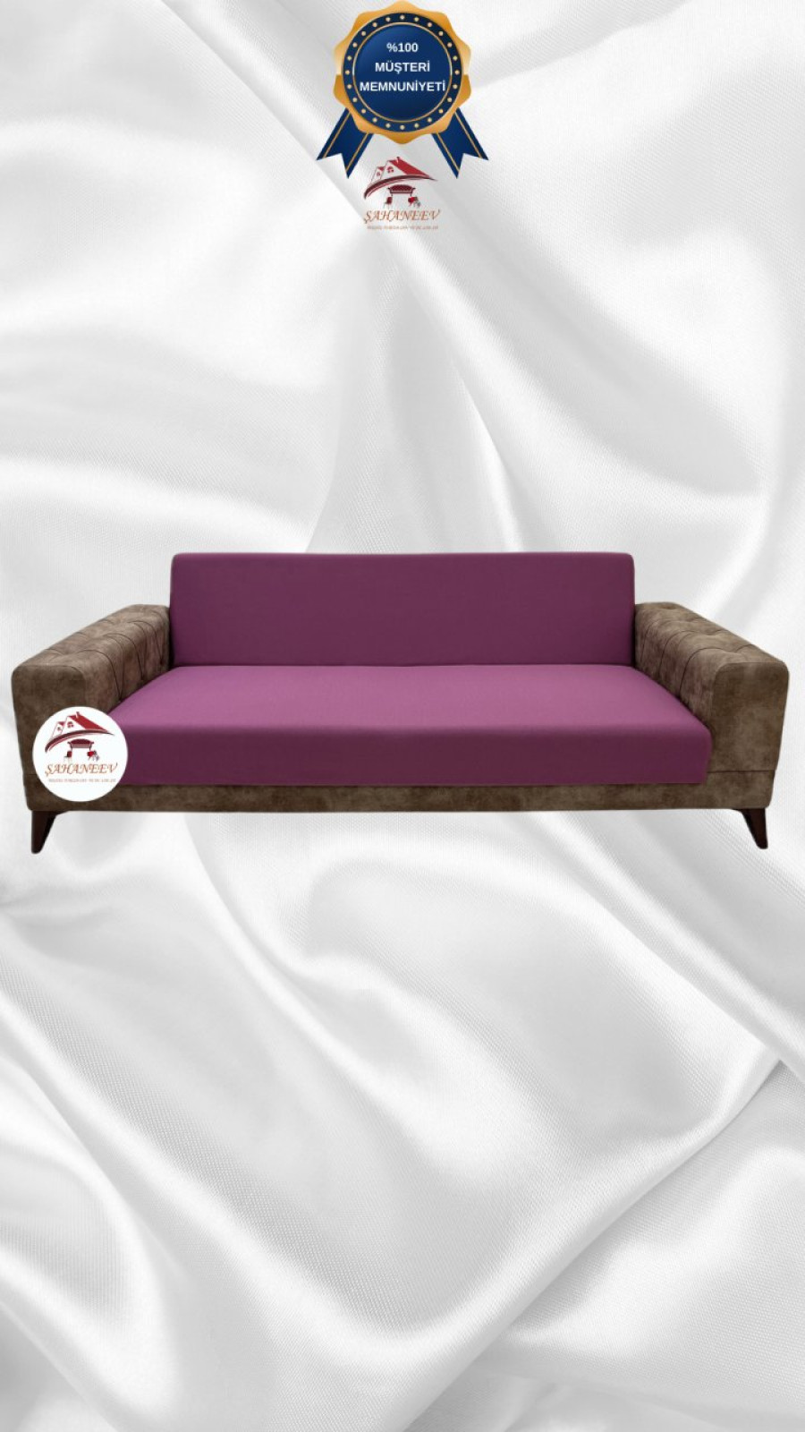 Mikro Kumaş Lastikli Kolsuz Koltuk Örtüsü - Kaymaz Elastik Koltuk Koruyucu Gülkurusu Renk 3'lü Set (1 Parça)