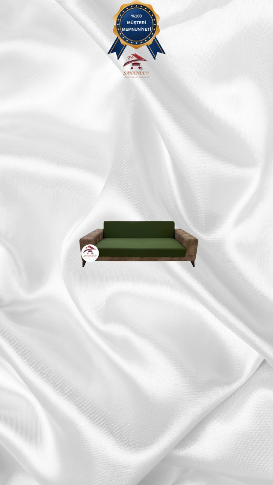 Mikro Kumaş Lastikli Kolsuz Koltuk Örtüsü - Kaymaz Elastik Koltuk Koruyucu Haki Yeşili Renk 2'li Set (1 Parça)