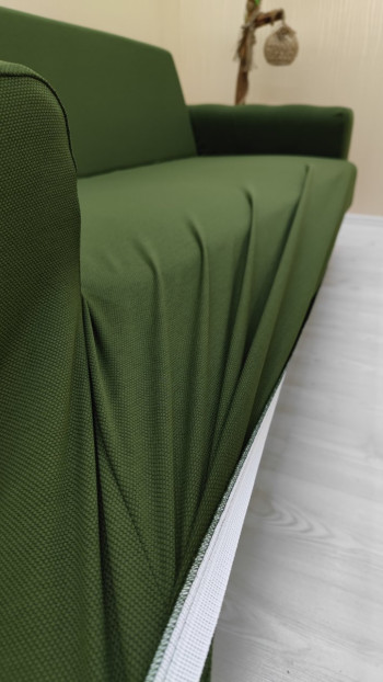 Micro Fabric Elastic Armless Sofa Cover - Non-Slip Elastic Sofa Protector Khaki Green Color 3+2+2 (3 Piece Set)