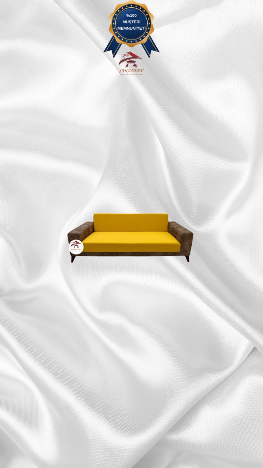 Mikro Kumaş Lastikli Kolsuz Koltuk Örtüsü - Kaymaz Elastik Koltuk Koruyucu Hardal Renk 2'li Set (1 Parça)