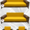 Micro Fabric Elastic Armless Sofa Cover - Non-Slip Elastic Sofa Protector Mustard Color 3+3+1+1 (4 Piece Set)