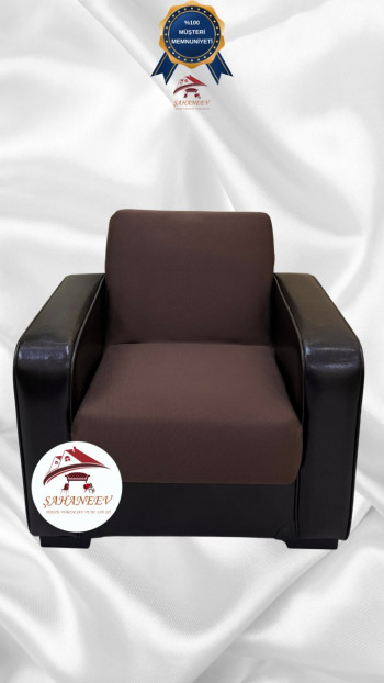 Mikro Kumaş Lastikli Kolsuz Koltuk Örtüsü - Kaymaz Elastik Koltuk Koruyucu Kahverengi Renk Tekli (1 Parça)