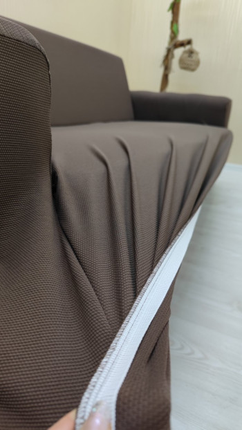 Mikro Kumaş Lastikli Kolsuz Koltuk Örtüsü - Kaymaz Elastik Koltuk Koruyucu Kahverengi Renk Tekli (1 Parça)