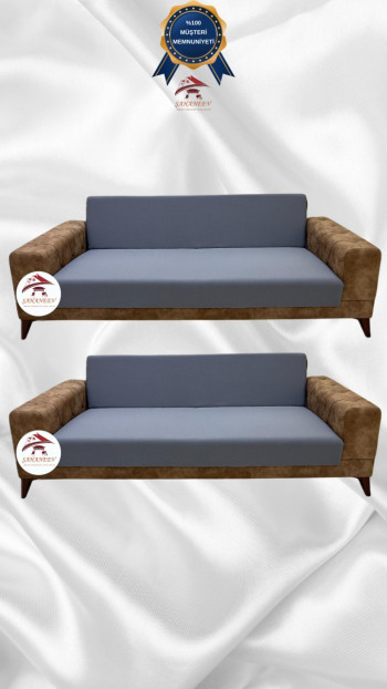 Micro Fabric Elastic Armless Sofa Cover - Non-Slip Elastic Sofa Protector Dark Gray Color 3+3 (2 Piece Set)