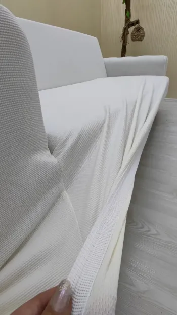 Micro Fabric Elastic Armless Sofa Cover - Non-Slip Elastic Sofa Protector Cream Color 2-Seater Set (1 Piece)