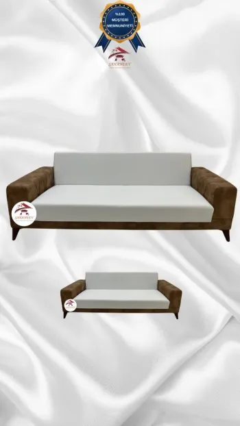 Micro Fabric Elastic Armless Sofa Cover - Non-Slip Elastic Sofa Protector Cream Color 3+2 (2 Piece Set)
