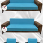Micro Fabric Elastic Armless Sofa Cover - Non-Slip Elastic Sofa Protector Blue Color 3+3+1+1 (4 Piece Set)