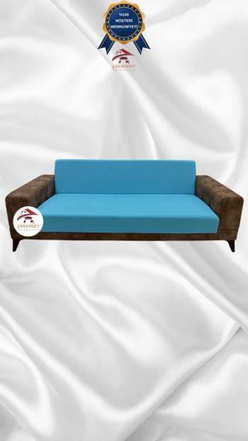 Micro Fabric Elastic Armless Sofa Cover - Non-Slip Elastic Sofa Protector Blue Color 3-Seater Set (1 Piece)