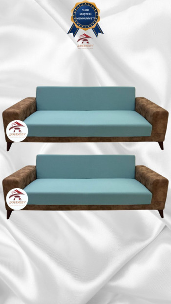 Micro Fabric Elastic Armless Sofa Cover - Non-Slip Elastic Sofa Protector Mint Color 3+3 (2 Piece Set)