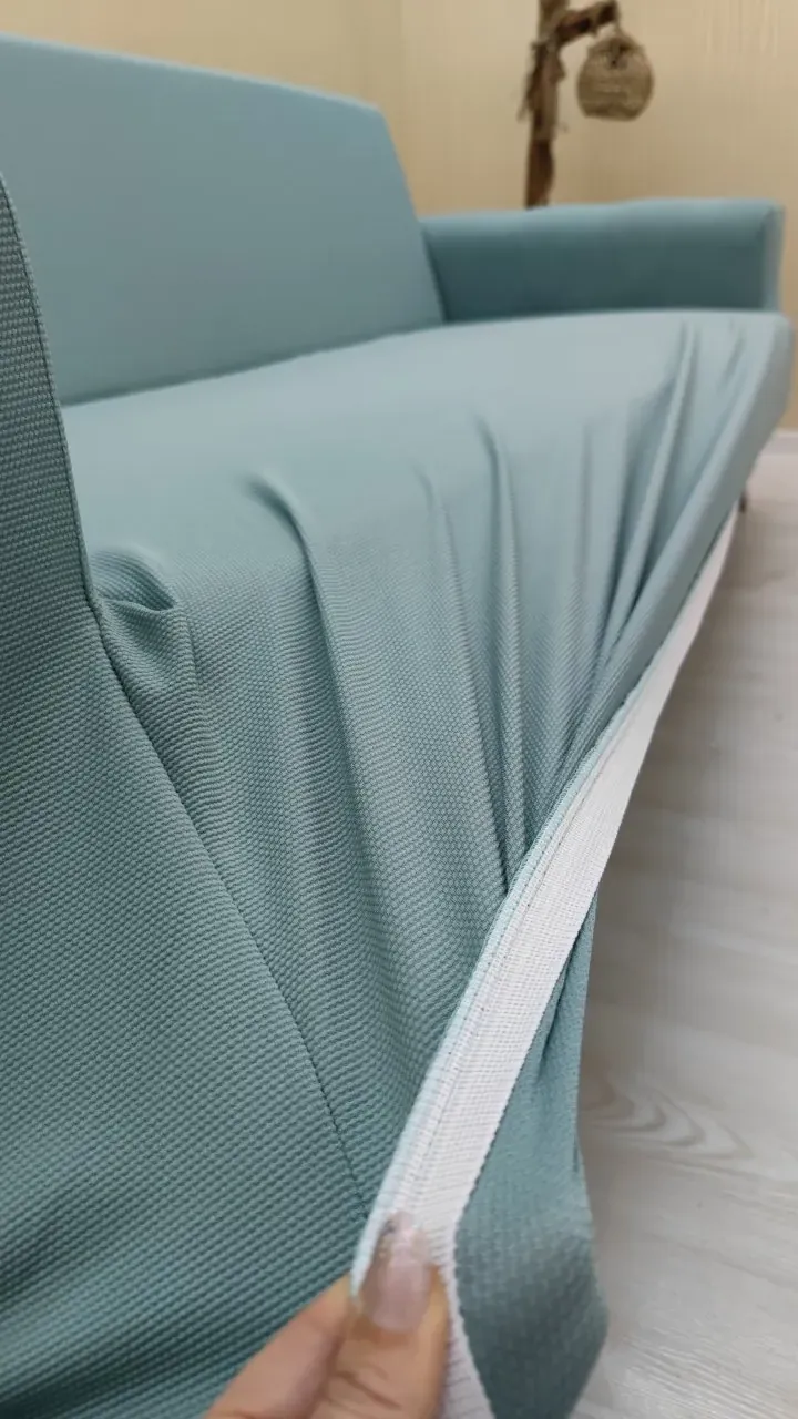 Mikro Kumaş Lastikli Kolsuz Koltuk Örtüsü - Kaymaz Elastik Koltuk Koruyucu Mint Renk 3'lü Set (1 Parça)