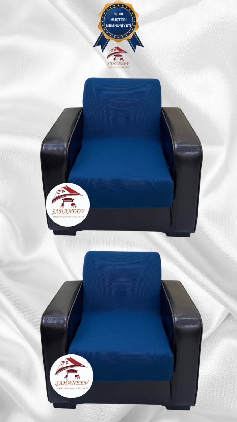 Micro Fabric Elastic Armless Sofa Cover - Non-Slip Elastic Sofa Protector Teal Color 1+1 (2 Piece Set)