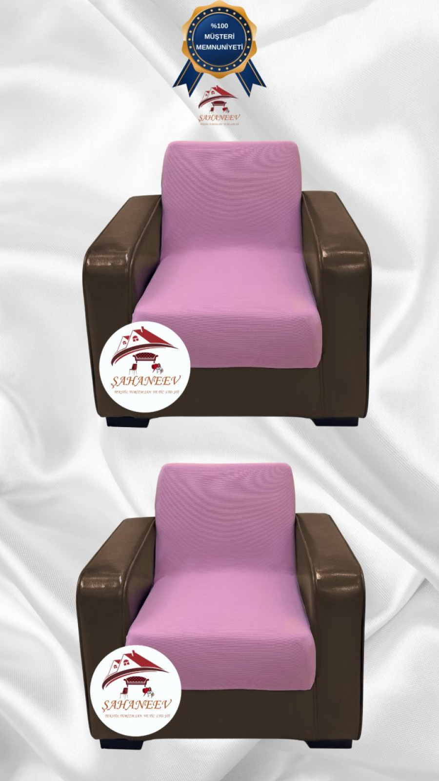 Micro Fabric Elastic Armless Sofa Cover - Non-Slip Elastic Sofa Protector Powder Color 1+1 (2 Piece Set)