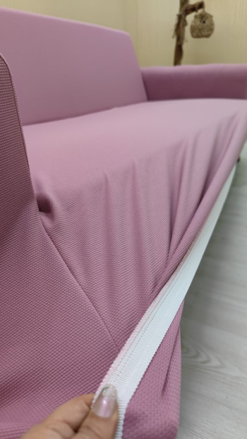 Micro Fabric Elastic Armless Sofa Cover - Non-Slip Elastic Sofa Protector Powder Color 2-Seater Set (1 Piece)