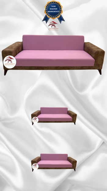 Micro Fabric Elastic Armless Sofa Cover - Non-Slip Elastic Sofa Protector Powder Color 3+2+2 (3 Piece Set)