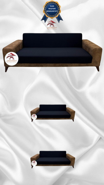 Mikro Kumaş Lastikli Kolsuz Koltuk Örtüsü - Kaymaz Elastik Koltuk Koruyucu Siyah Renk 3+2+2 (3 Parça Set)