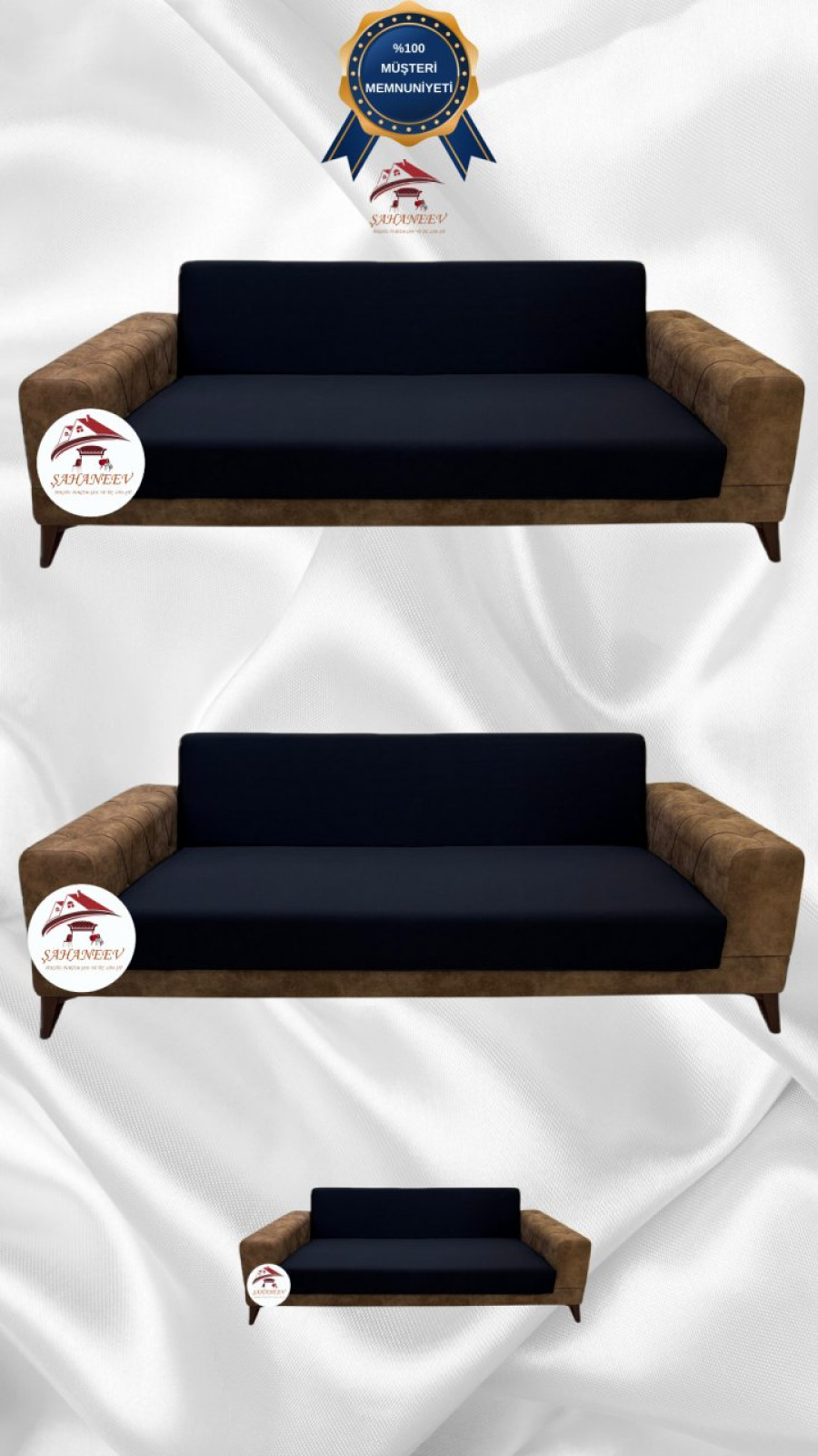 Mikro Kumaş Lastikli Kolsuz Koltuk Örtüsü - Kaymaz Elastik Koltuk Koruyucu Siyah Renk 3+3+2 (3 Parça Set) Özel Ölçü