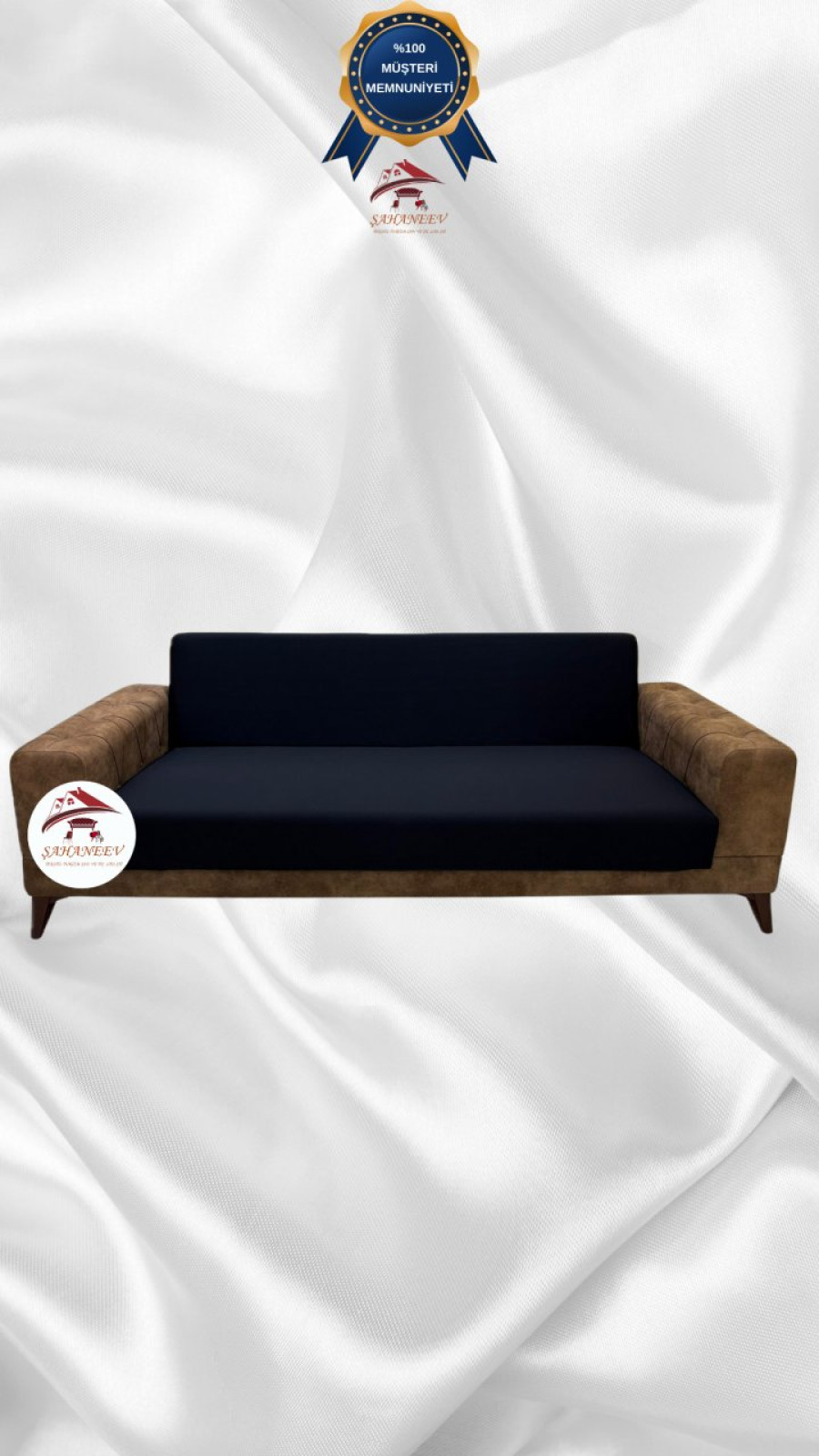 Micro Fabric Elastic Armless Sofa Cover - Non-Slip Elastic Sofa Protector Black Color 3-Seater Set (1 Piece)