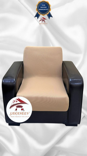 Mikro Kumaş Lastikli Kolsuz Koltuk Örtüsü - Kaymaz Elastik Koltuk Koruyucu Sütlü Kahve Renk Tekli (1 Parça)