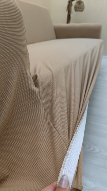 Micro Fabric Elastic Armless Sofa Cover - Non-Slip Elastic Sofa Protector Coffee with Milk Color 3+3+1+1 (4 Piece Set)
