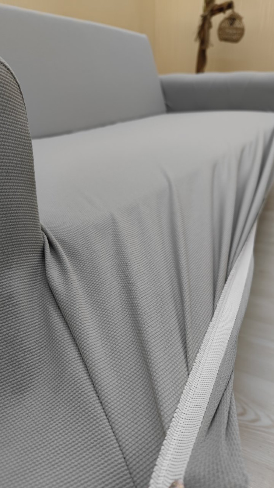 Micro Fabric Elastic Armless Sofa Cover - Non-Slip Elastic Sofa Protector Mink Color 3+1+1 (3 Piece Set)