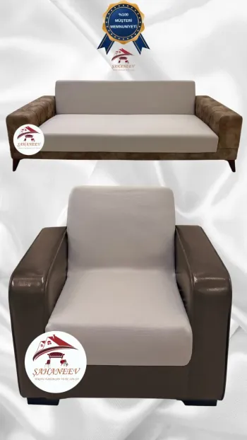 Micro Fabric Elastic Armless Sofa Cover - Non-Slip Elastic Sofa Protector Mink Color 3+1 (2 Piece Set)