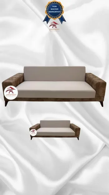 Micro Fabric Elastic Armless Sofa Cover - Non-Slip Elastic Sofa Protector Mink Color 3+2 (2 Piece Set)