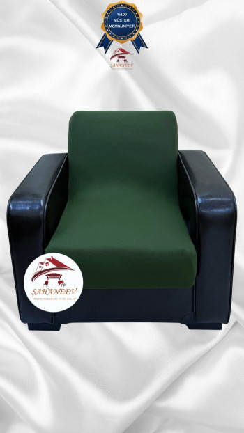 Mikro Kumaş Lastikli Kolsuz Koltuk Örtüsü - Kaymaz Elastik Koltuk Koruyucu Zümrüt Yeşili Renk Tekli (1 Parça)