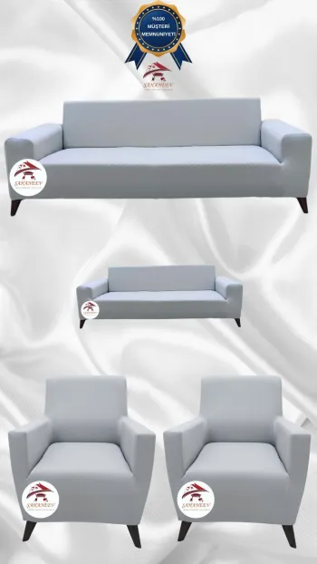 Micro Fabric Elastic Sofa Cover - Non-Slip Elastic Sofa Protector Light Gray Color 3+2+1+1 (4 Piece Set)