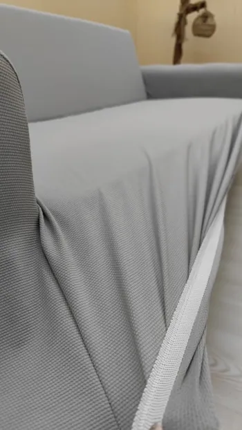 Micro Fabric Elastic Sofa Cover - Non-Slip Elastic Sofa Protector Light Gray Color 3+2+1+1 (4 Piece Set)