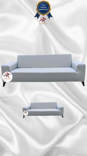 Micro Fabric Elastic Sofa Cover - Non-Slip Elastic Sofa Protector Light Gray Color 3+2 (2 Piece Set)