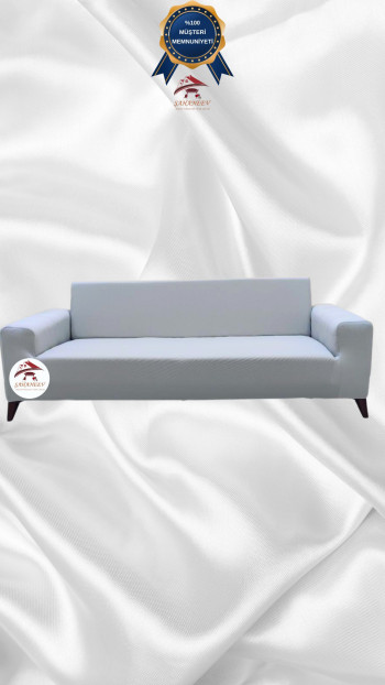 Mikro Kumaş Lastikli Giydirme Koltuk Örtüsü - Kaymaz Elastik Koltuk Koruyucu Açık Gri Renk 3'lü Set (1 Parça)