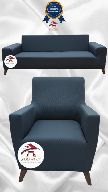 Mikro Kumaş Lastikli Giydirme Koltuk Örtüsü - Kaymaz Elastik Koltuk Koruyucu Antrasit Renk 3+1 (2 Parça Set)