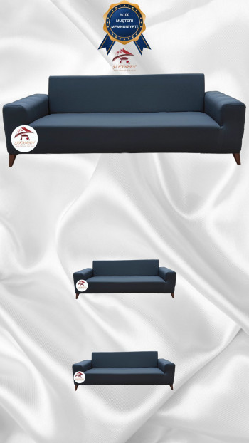 Mikro Kumaş Lastikli Giydirme Koltuk Örtüsü - Kaymaz Elastik Koltuk Koruyucu Antrasit Renk 3+2+2 (3 Parça Set)